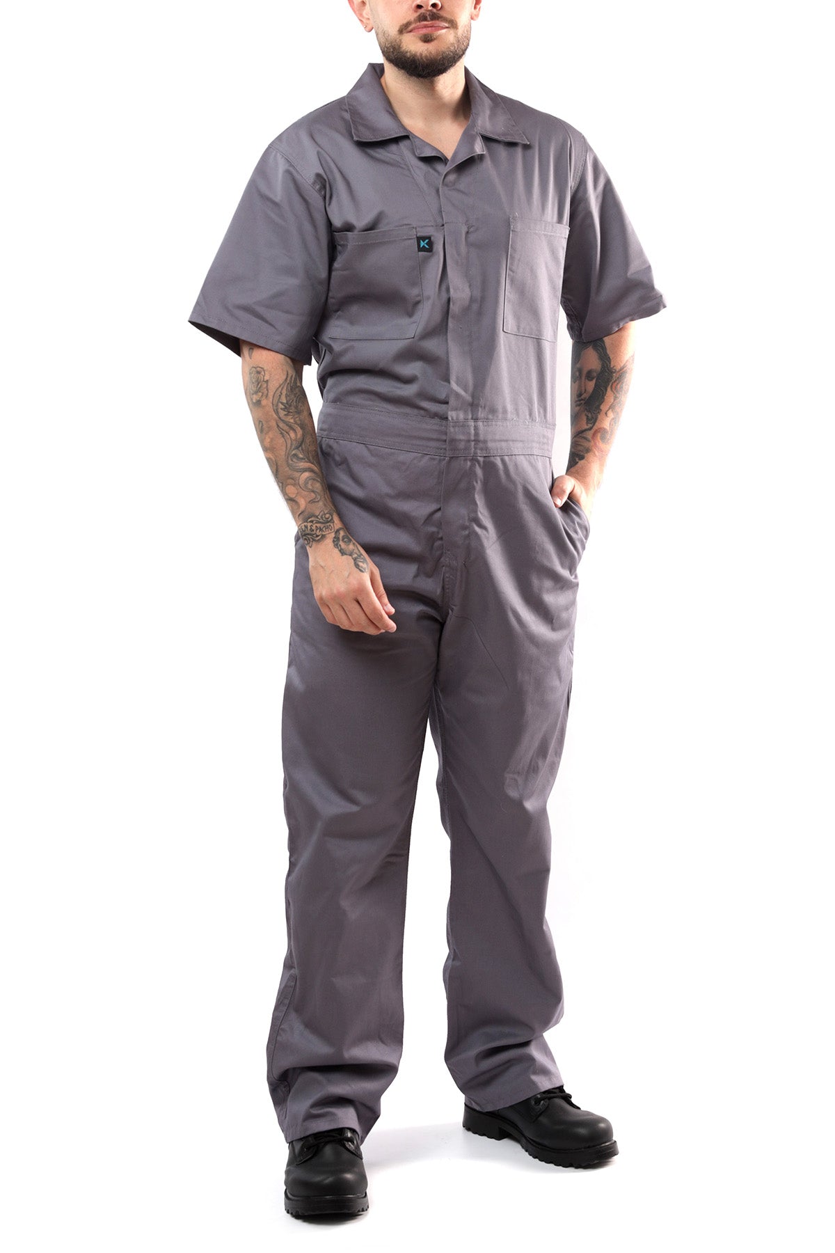 Kolossus Deluxe Short Sleeve Cotton Blend Coverall with Multi Pockets and Antistatic Zipper, KC04