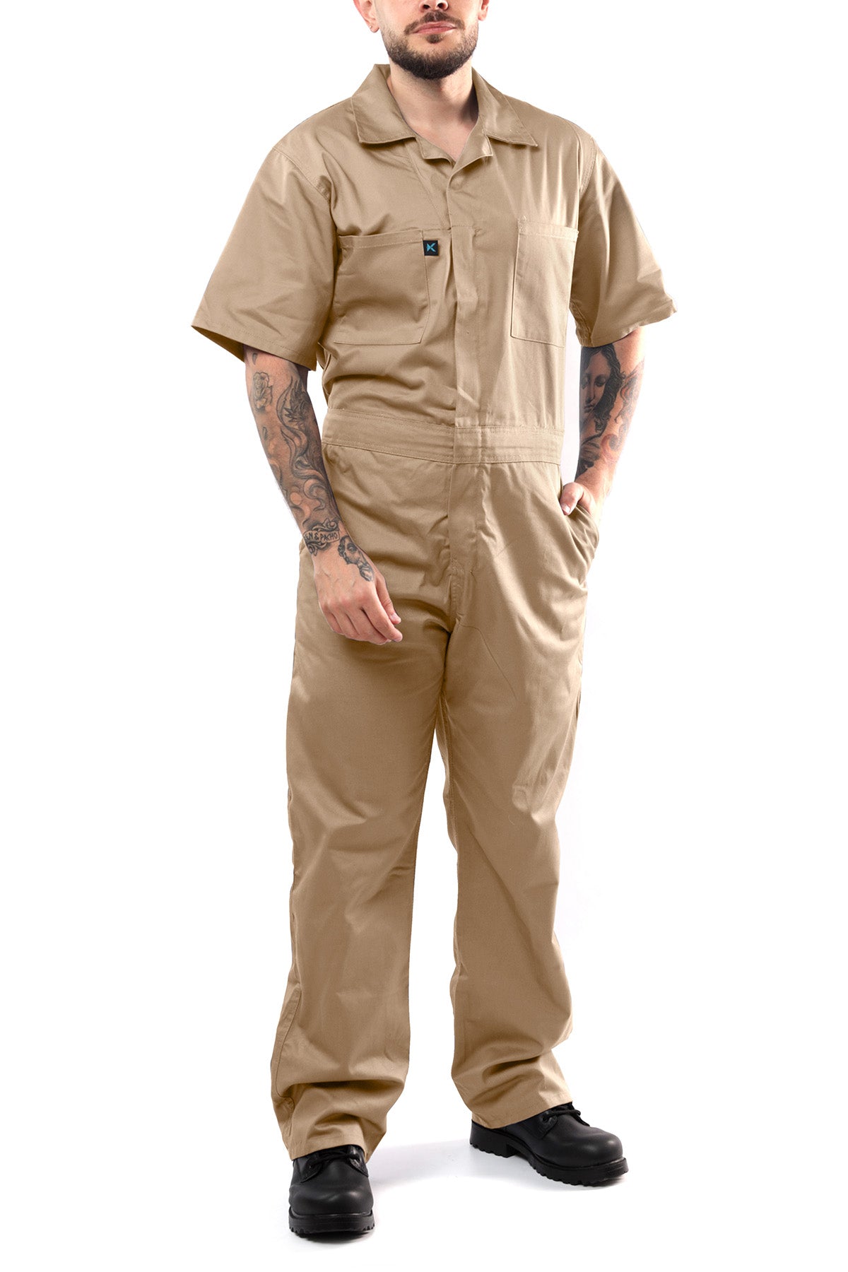 Kolossus Deluxe Short Sleeve Cotton Blend Coverall with Multi Pockets and Antistatic Zipper, KC04