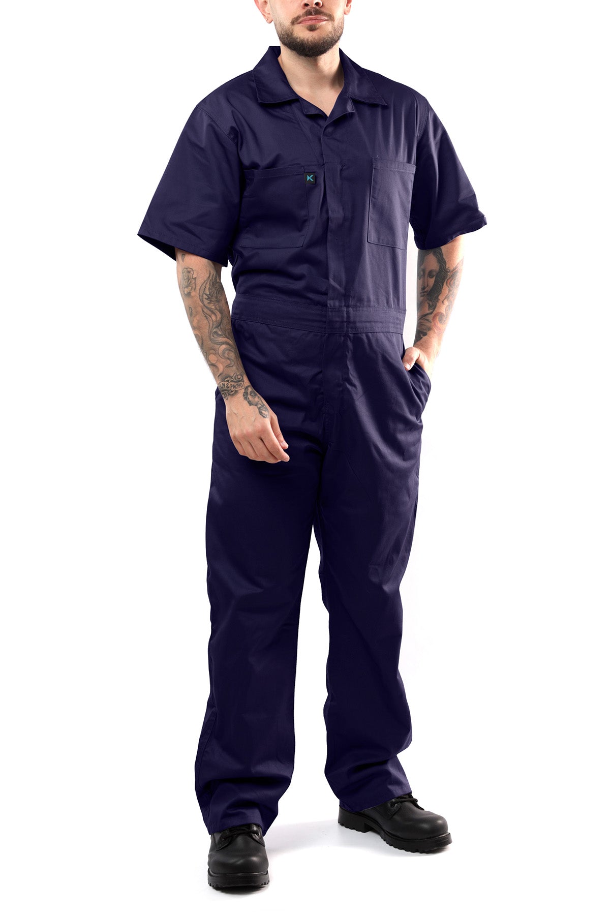 Kolossus Deluxe Short Sleeve Cotton Blend Coverall with Multi Pockets and Antistatic Zipper, KC04