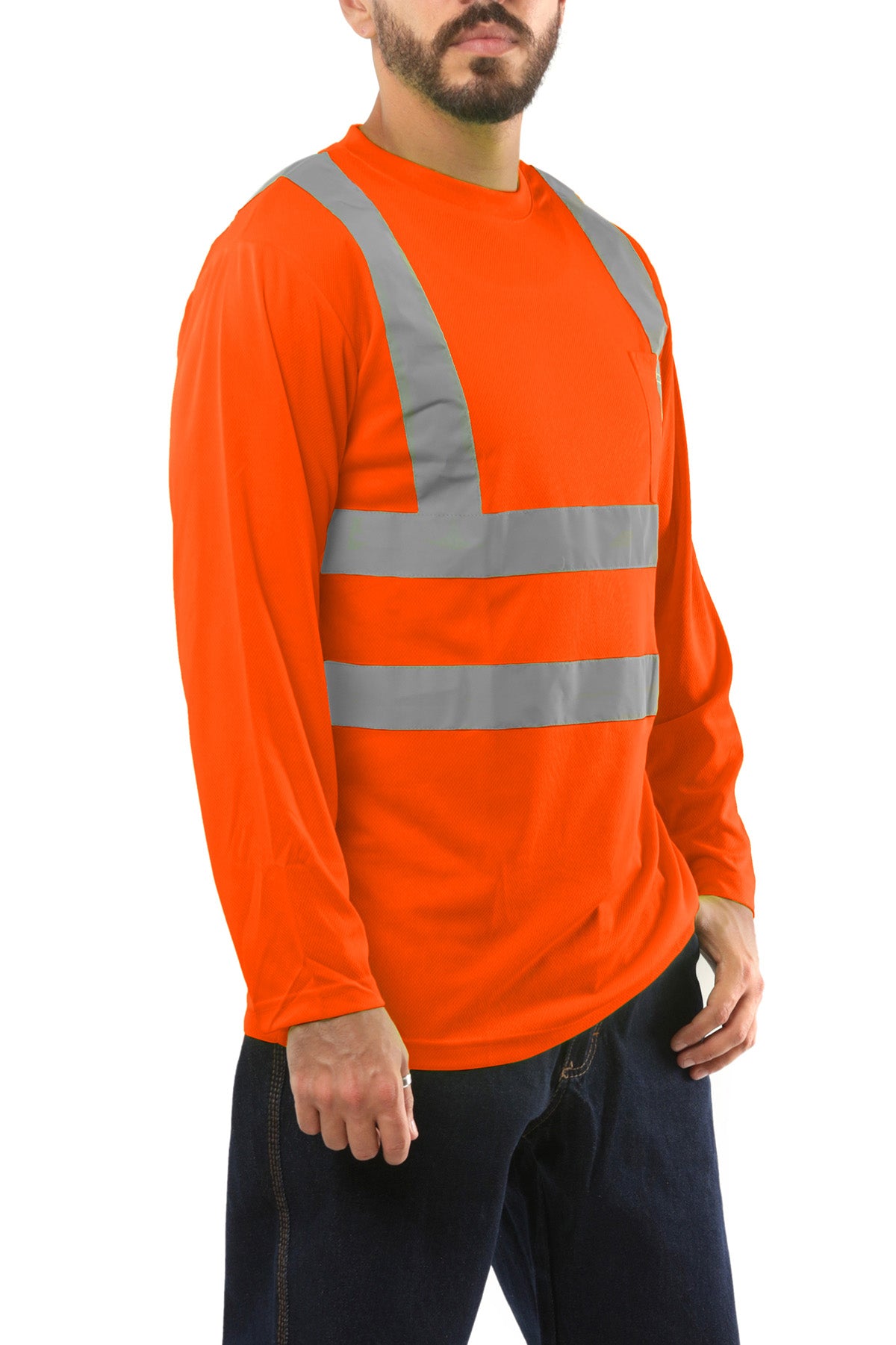 Kolossus AirFlex ANSI Class 2 High Visibility Long Sleeve Safety Shirt Orange