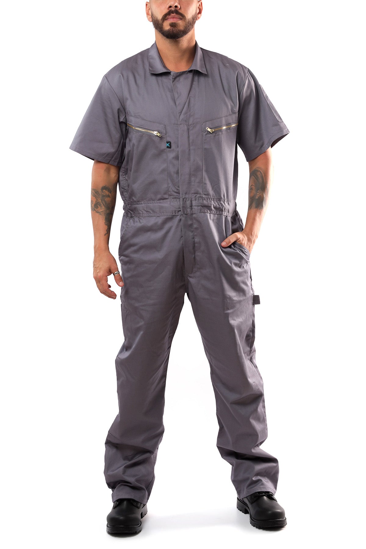 Kolossus Pro-Utility Cotton Blend Short Sleeve Coverall with Zip-Front Pockets, KC08