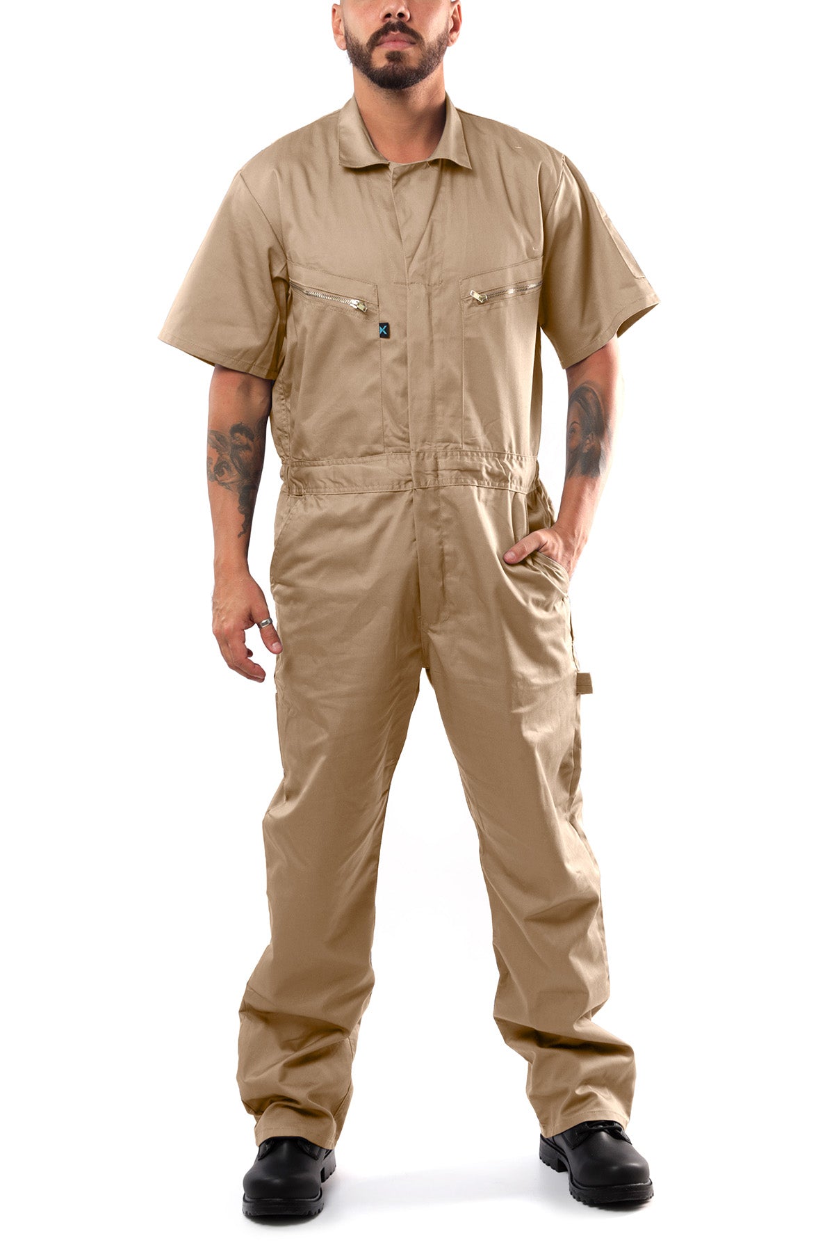Kolossus Pro-Utility Cotton Blend Short Sleeve Coverall with Zip-Front Pockets, KC08