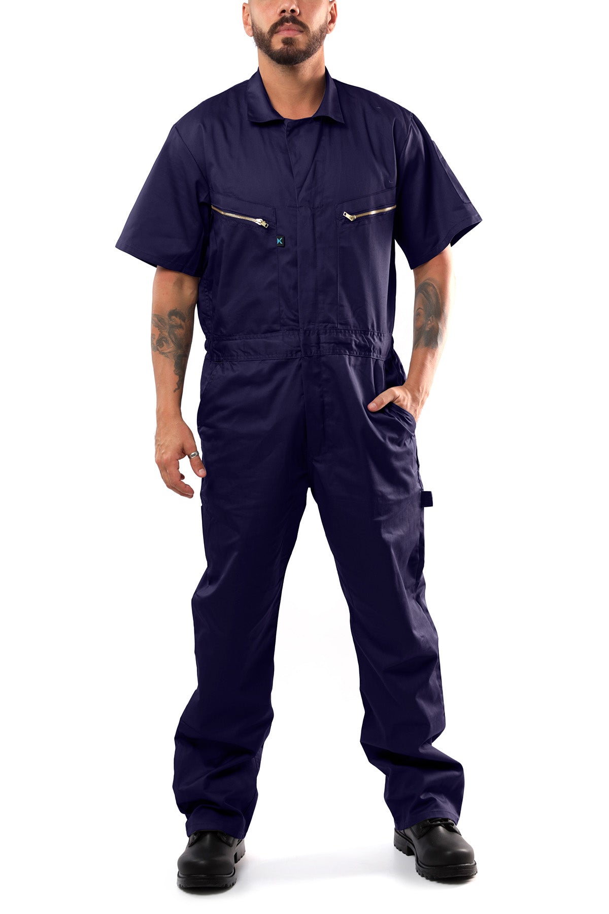 Kolossus Pro-Utility Cotton Blend Short Sleeve Coverall with Zip-Front Pockets, KC08