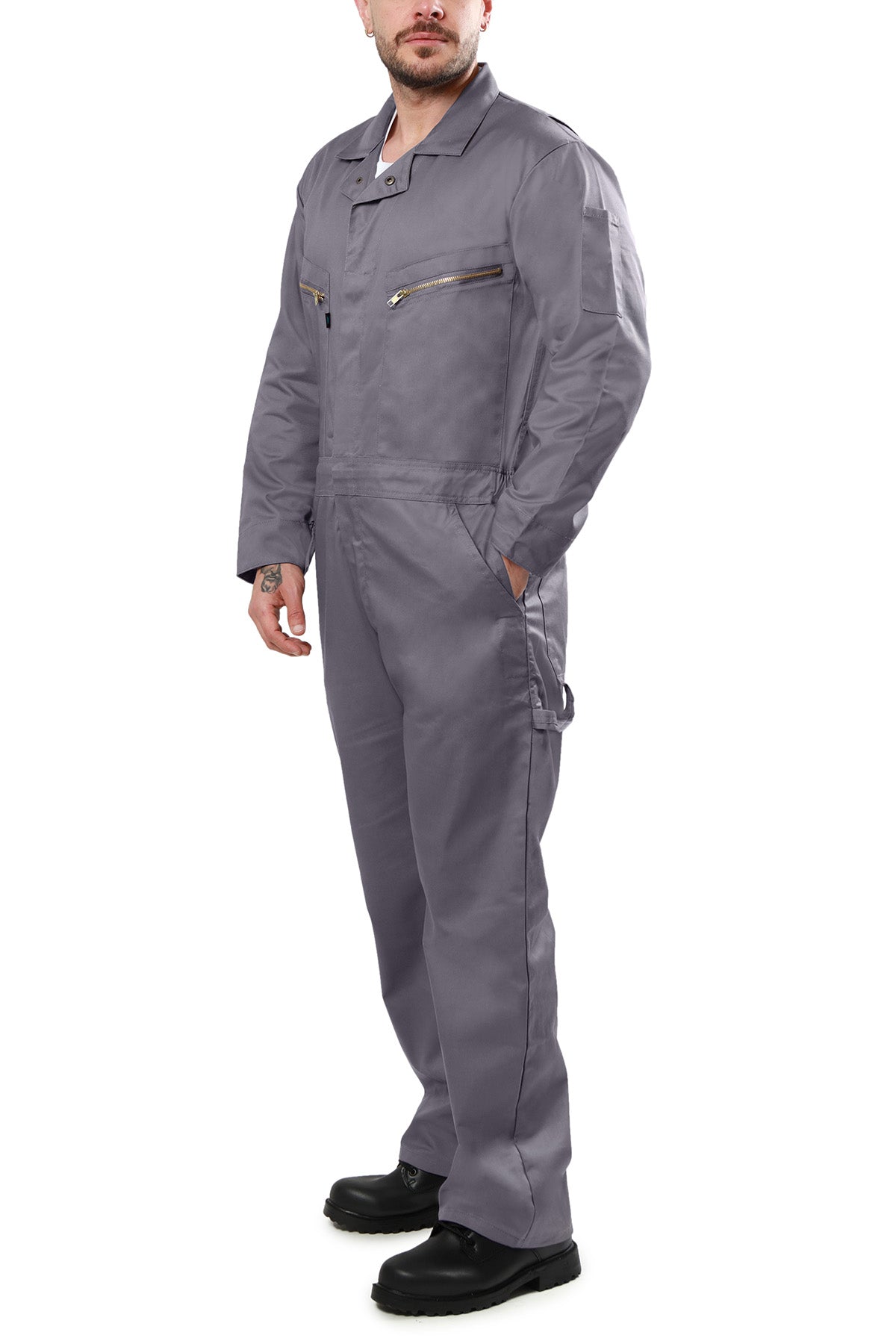 Kolossus Pro-Utility Cotton Blend Long Sleeve Coverall with Zip-Front Pocket, KC07