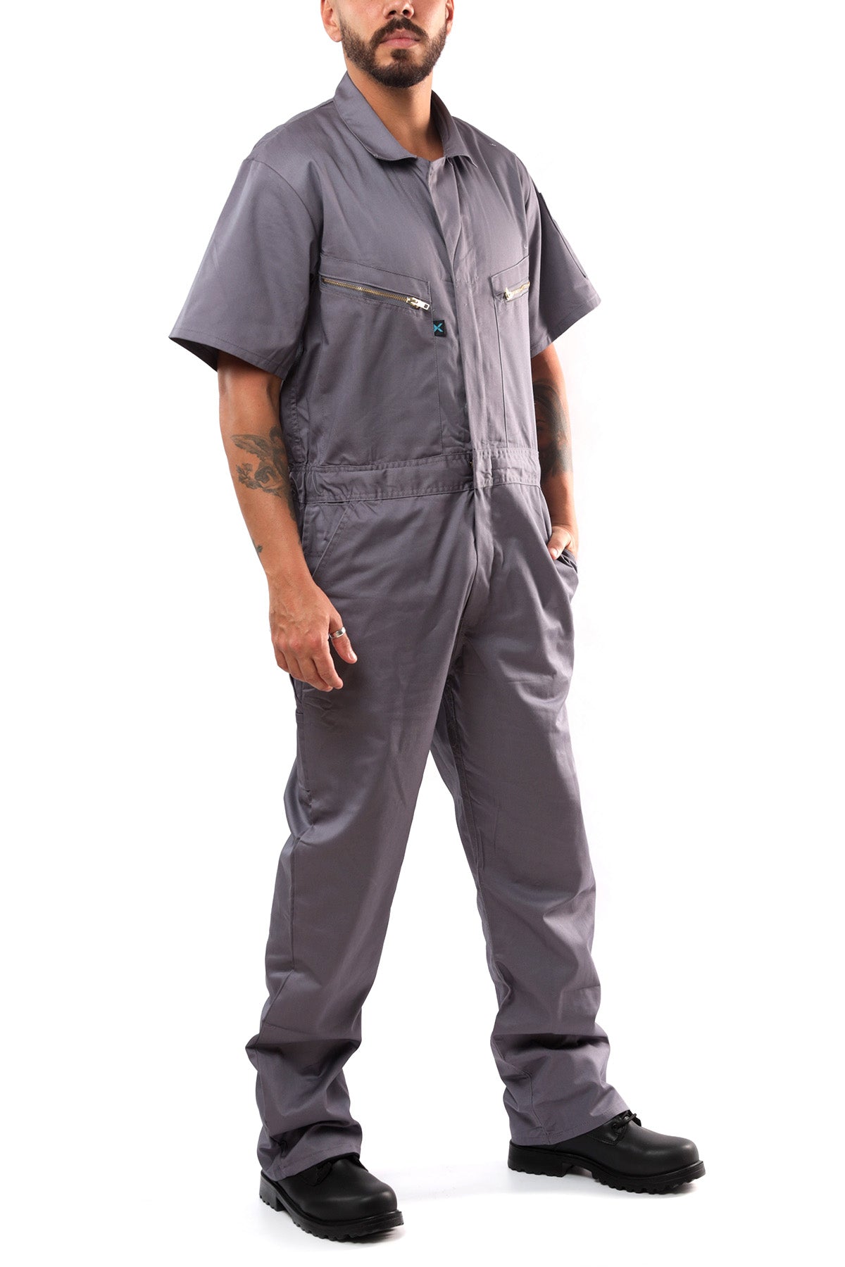 Kolossus Pro-Utility Cotton Blend Short Sleeve Coverall with Zip-Front Pockets, KC08