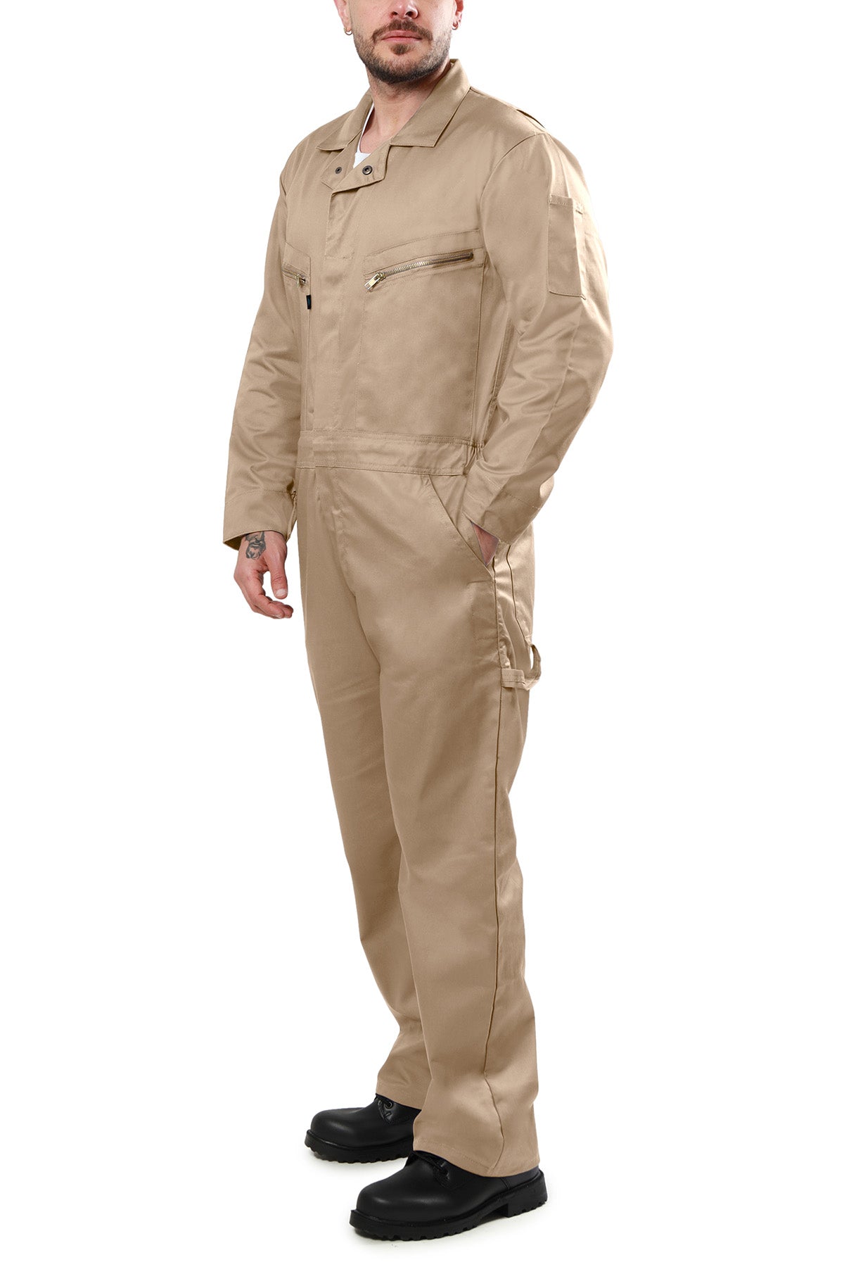 Kolossus Pro-Utility Cotton Blend Long Sleeve Coverall with Zip-Front Pocket, KC07