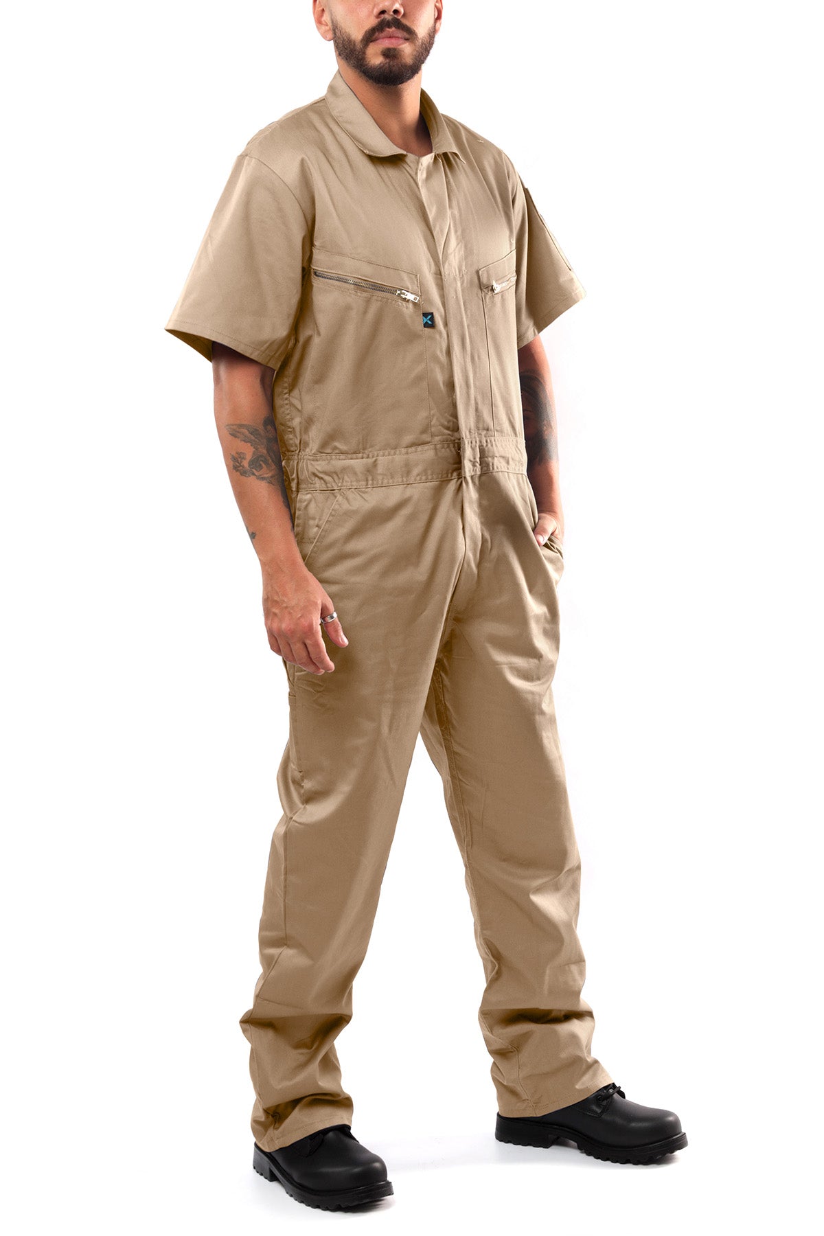 Kolossus Pro-Utility Cotton Blend Short Sleeve Coverall with Zip-Front Pockets, KC08