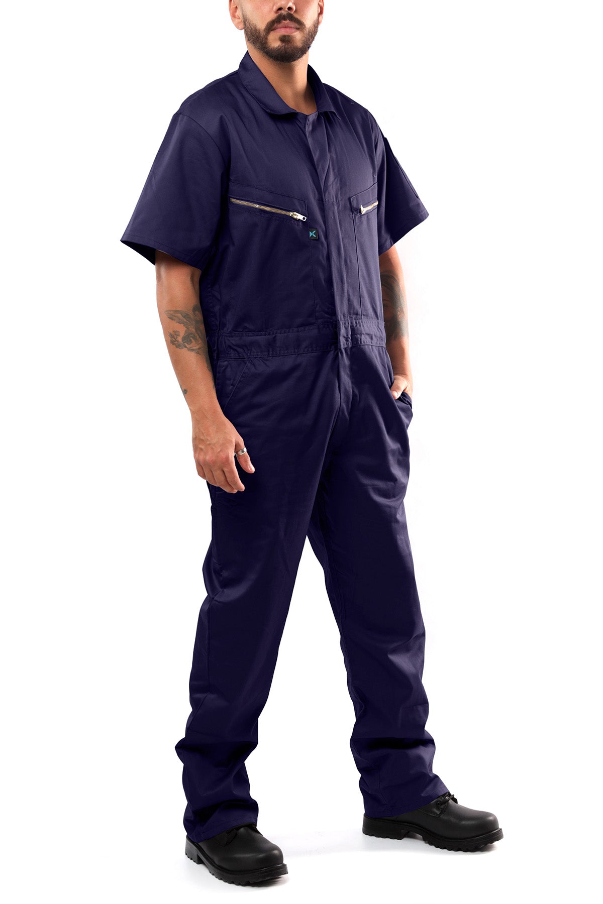 Kolossus Pro-Utility Cotton Blend Short Sleeve Coverall with Zip-Front Pockets, KC08