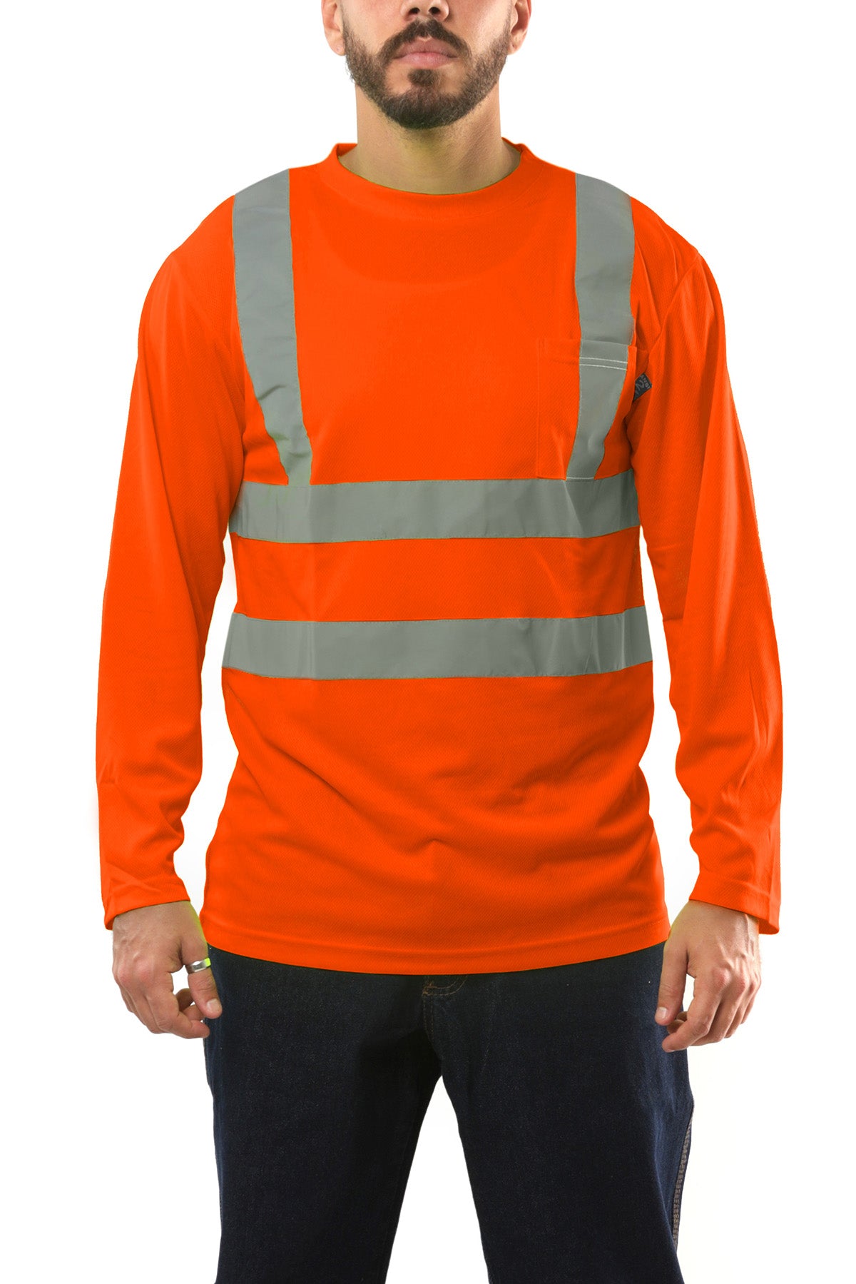 Kolossus AirFlex ANSI Class 2 High Visibility Long Sleeve Safety Shirt Orange