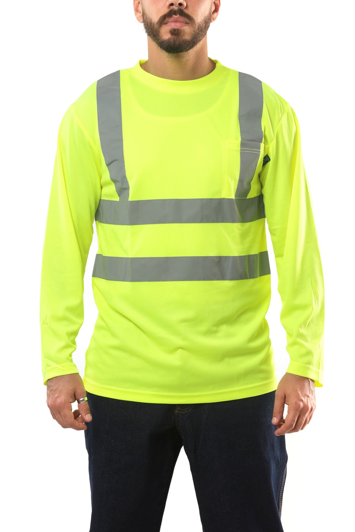 Kolossus AirFlex ANSI Class 2 High Visibility Long Sleeve Safety Shirt Yellow