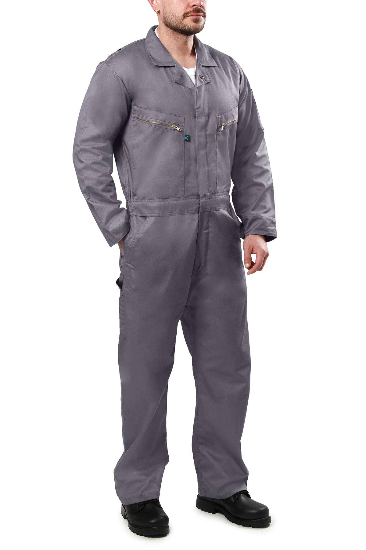 Kolossus Pro-Utility Cotton Blend Long Sleeve Coverall with Zip-Front Pocket, KC07