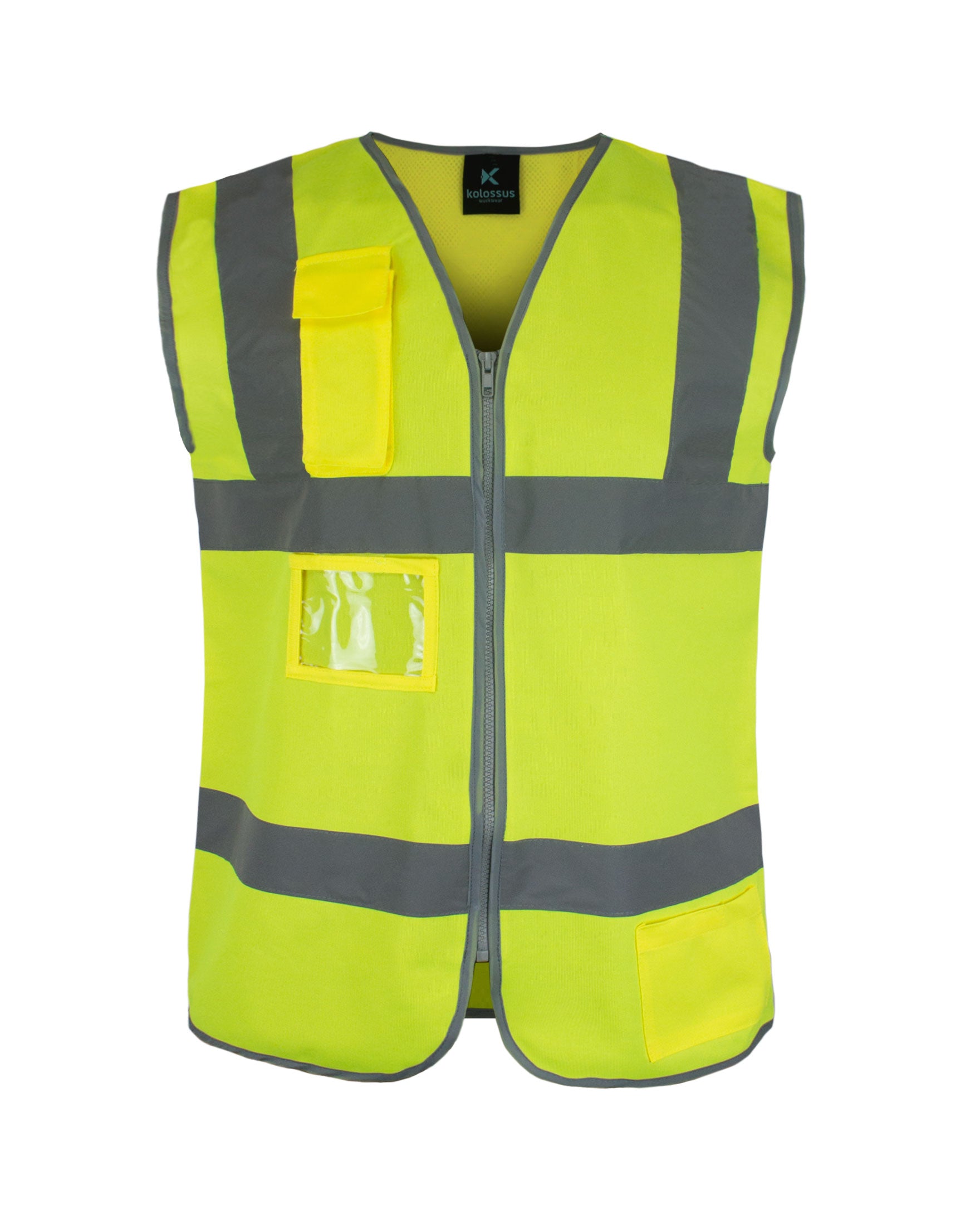 Kolossus Premium Hi-Vis Safety Vest | Frontal Pockets | Cool Dry Mesh Back | ANSI Class 2