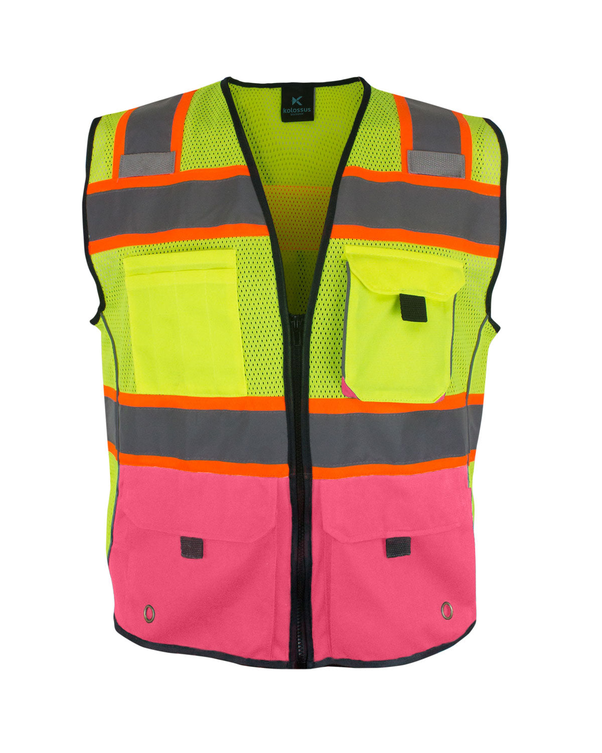 KV02 - Kolossus Deluxe High Visibility Vest with Multi Frontal Pockets | ANSI Class 2 Compliant