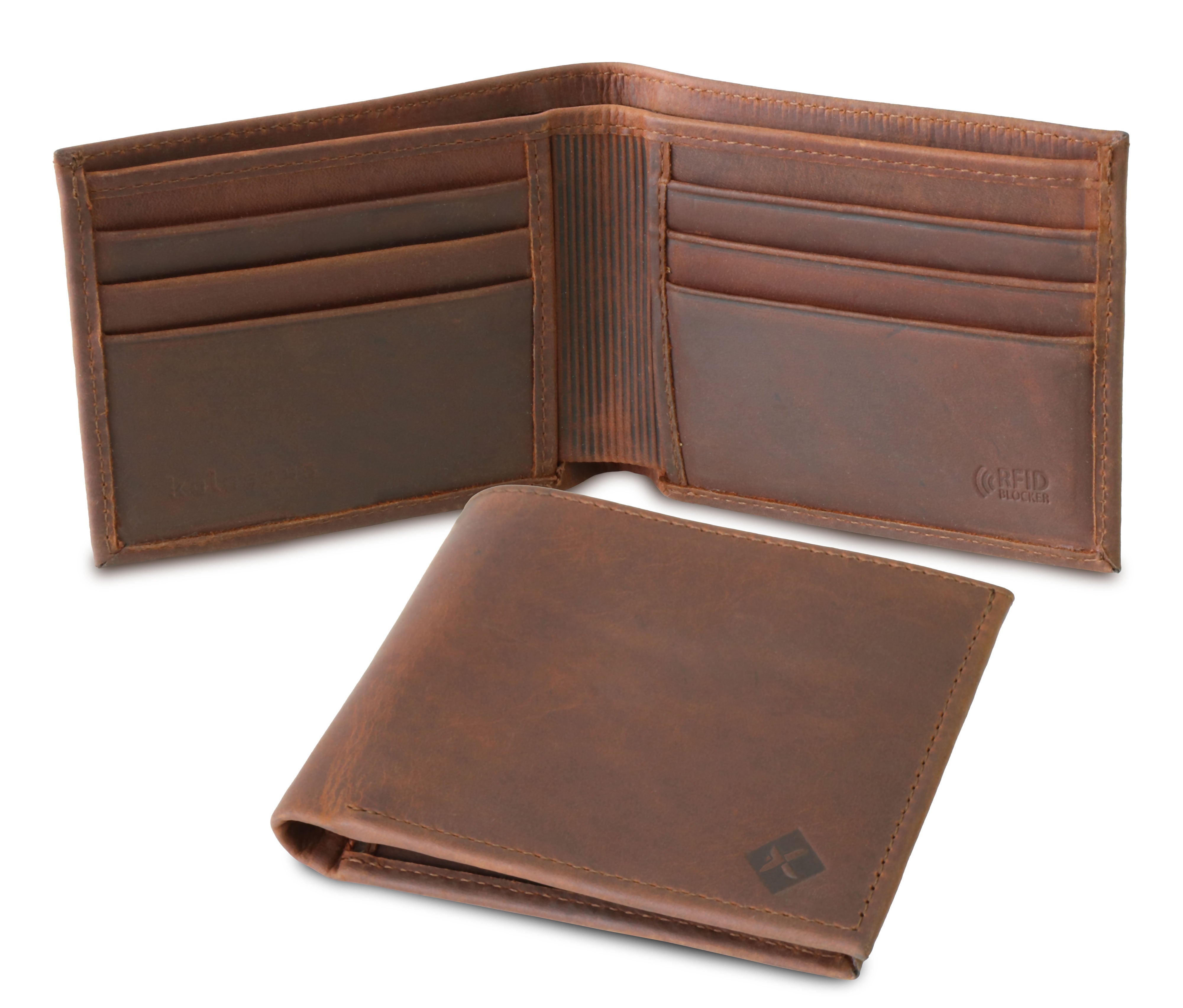 Kolossus Wallet for Men, Full Grain Leather, Minimalist Slim, RFID Blocking, Billfold with 6 Card Slots