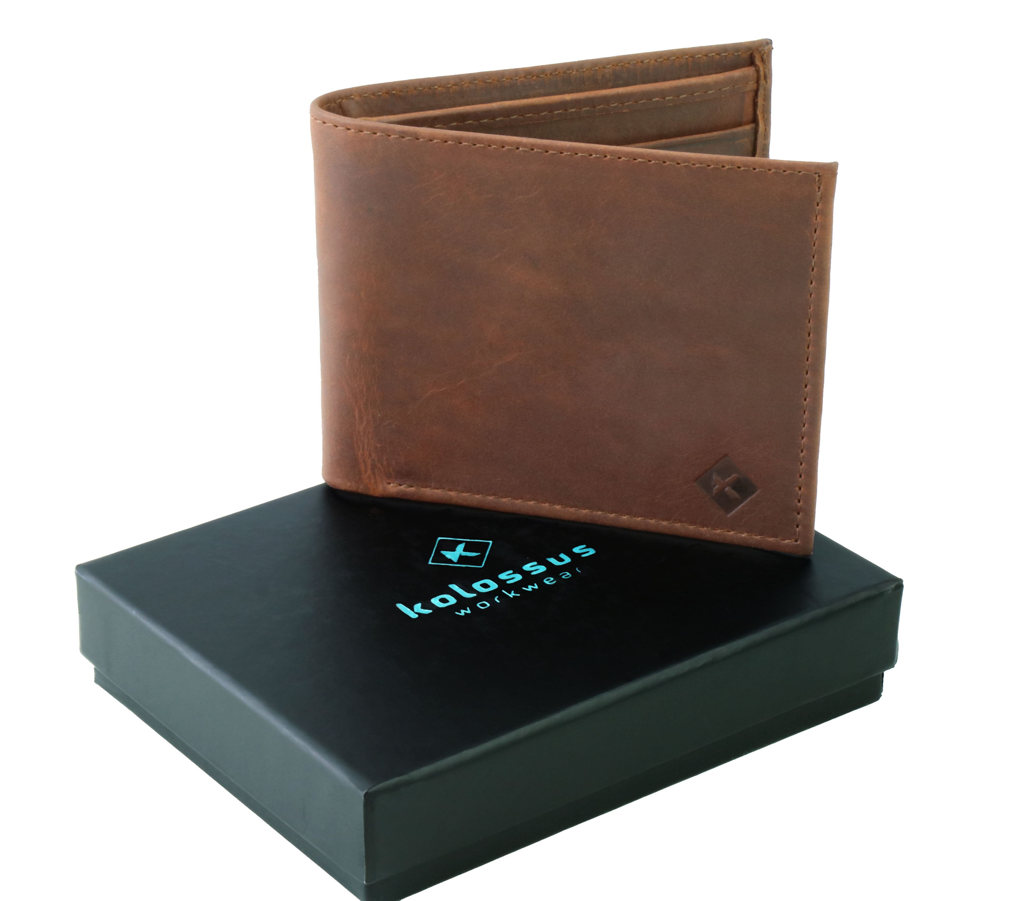 Kolossus Wallet for Men, Full Grain Leather, Minimalist Slim, RFID Blocking, Billfold with 6 Card Slots