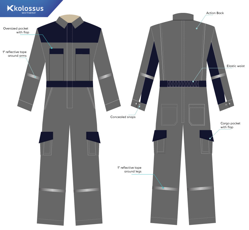 Kolossus Deluxe Long Sleeve Cotton Blend Coverall with Enhanced Visibility
