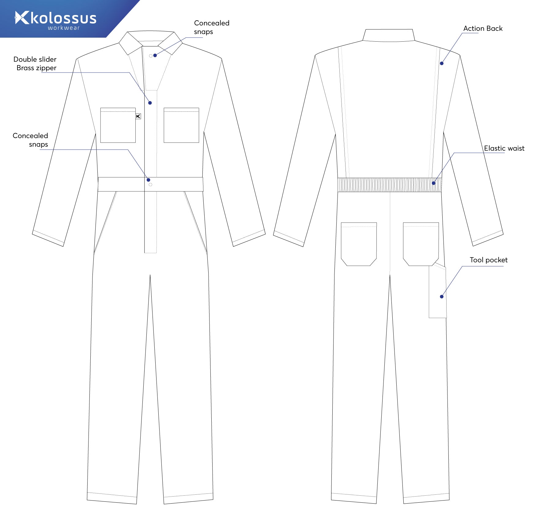 Kolossus Men's Long Sleeve Blended Coverall, KC03