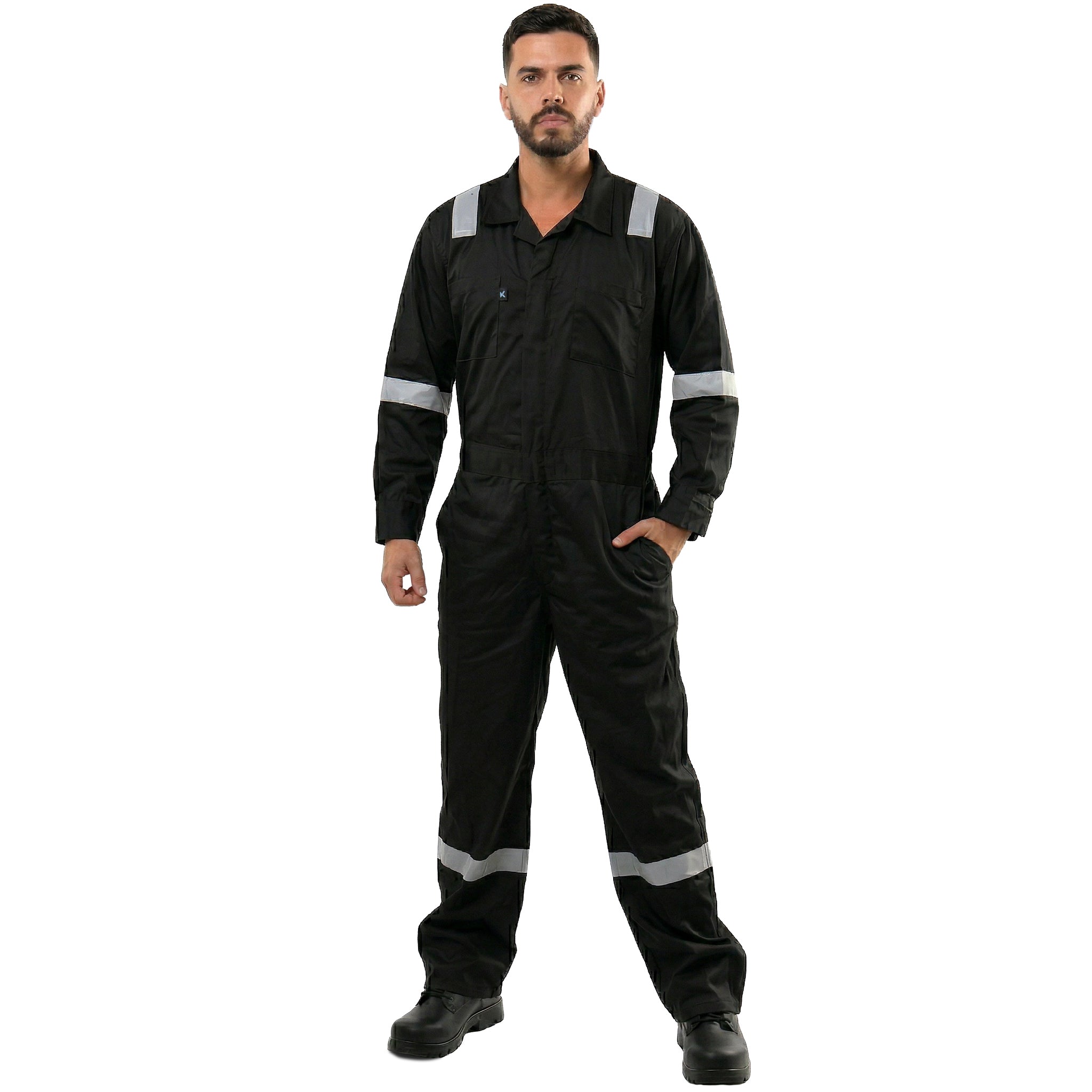 Kolossus Men’s Work Coveralls Reflective Tape Mechanic Jumpsuit Durable Industrial Workwear Model KC05