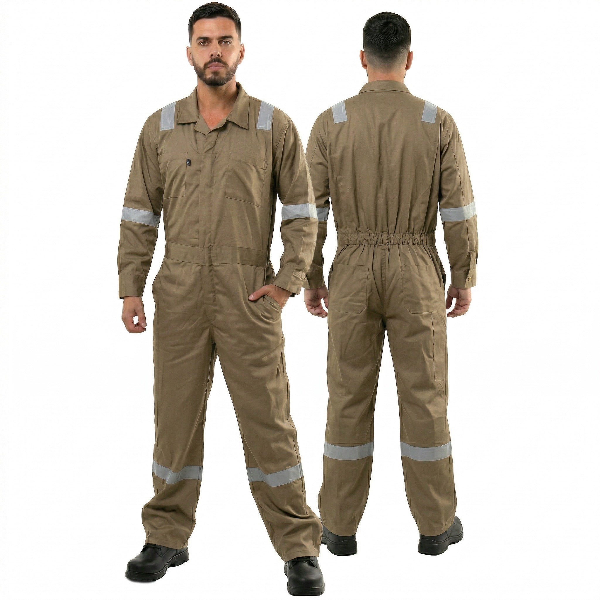Kolossus Men’s Work Coveralls Reflective Tape Mechanic Jumpsuit Durable Industrial Workwear Model KC05
