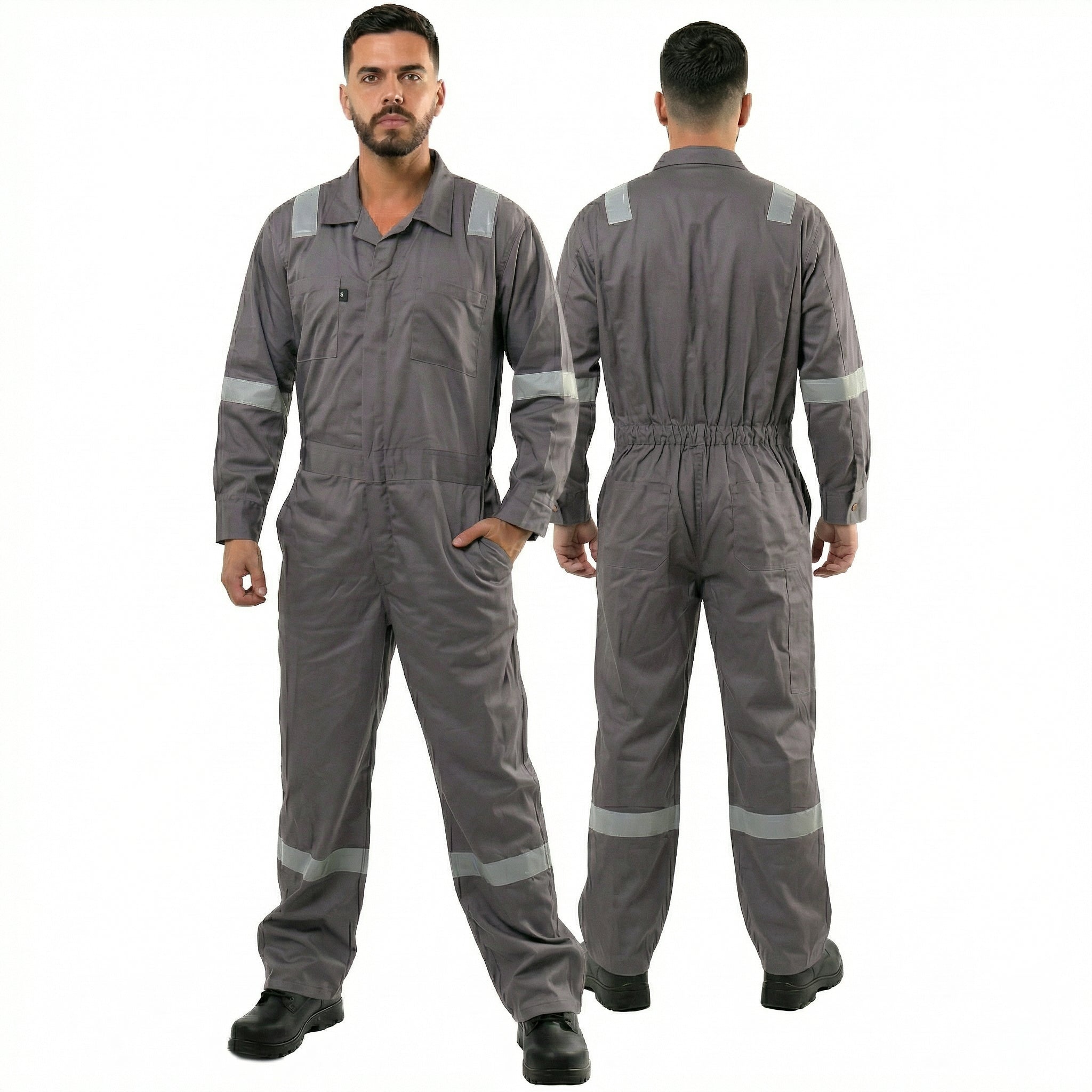 Kolossus Men’s Work Coveralls Reflective Tape Mechanic Jumpsuit Durable Industrial Workwear Model KC05