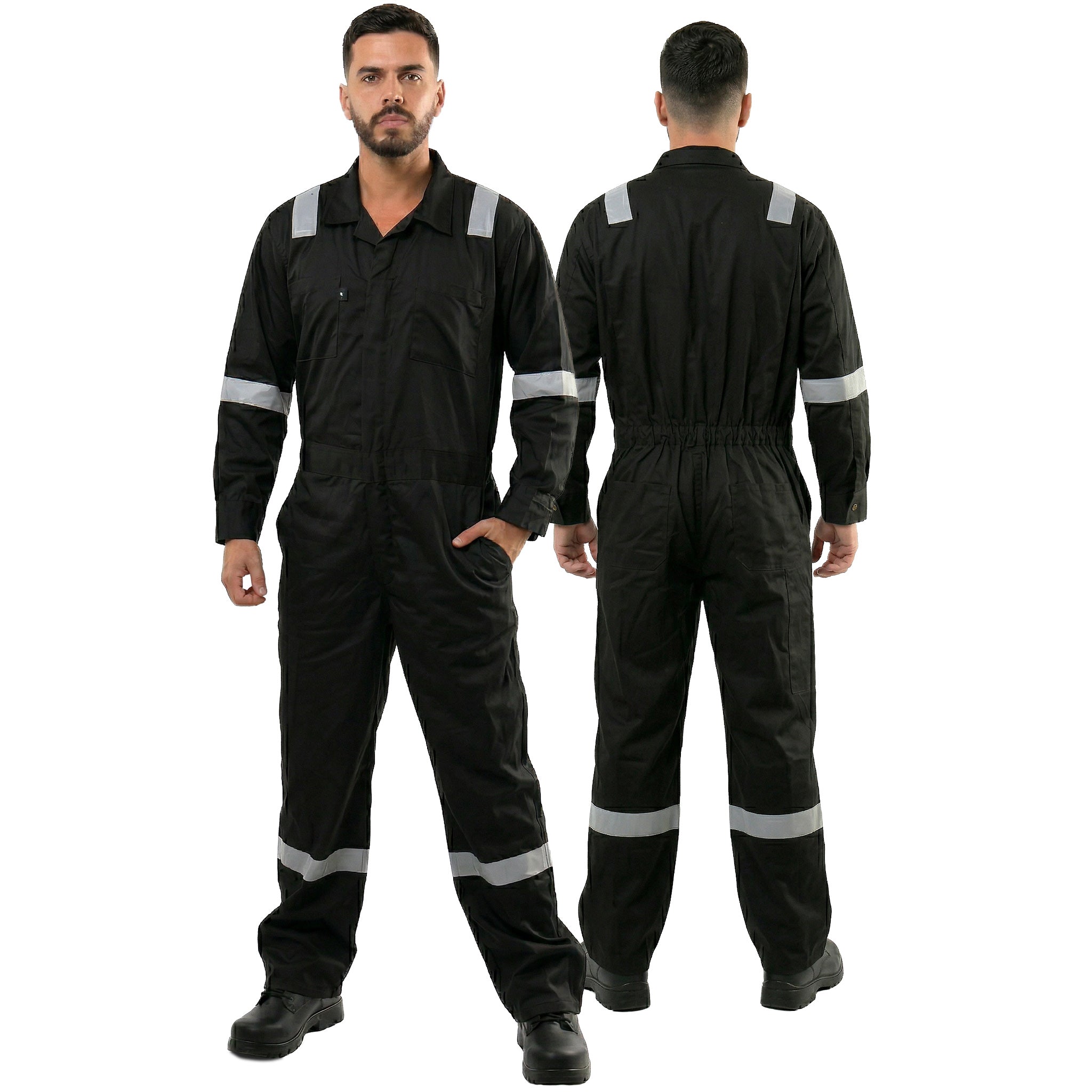 Kolossus Men’s Work Coveralls Reflective Tape Mechanic Jumpsuit Durable Industrial Workwear Model KC05